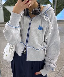 CPロゴフリルショートジップパーカー