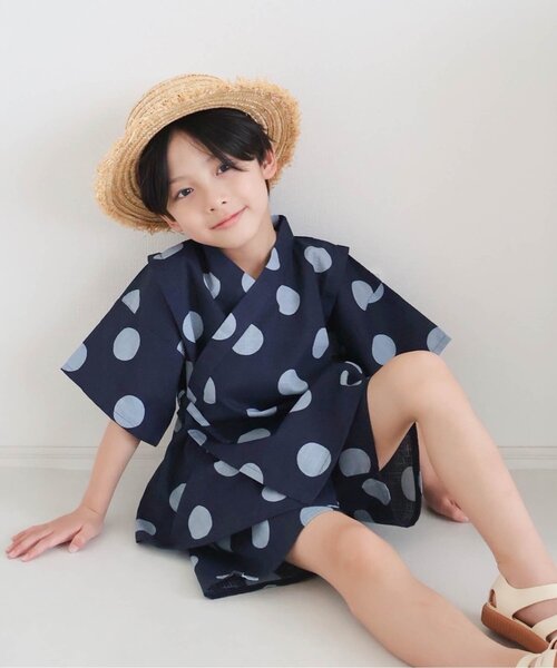 BREEZE(ブリーズ)の「【WEB限定】NEW BOYS甚平(浴衣・キッズ・ブルー/オフホワイト/マスタード/ネイビー・100/110/120/130/140/150/160)」の1枚目の写真