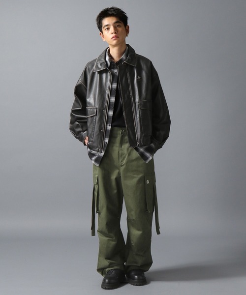 ajouter flow(アジューテフロー)の「【ajouter flow】af metal logo wash synthetic leather jacket(ブルゾン・メンズ・ブラウン/ブラック・M/L)」の6枚目の写真