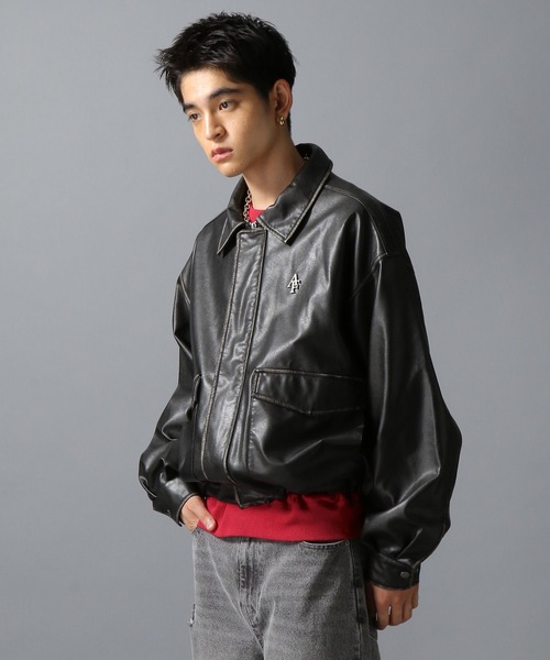 ajouter flow(アジューテフロー)の「【ajouter flow】af metal logo wash synthetic leather jacket(ブルゾン・メンズ・ブラウン/ブラック・M/L)」の10枚目の写真