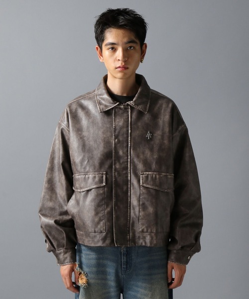 ajouter flow(アジューテフロー)の「【ajouter flow】af metal logo wash synthetic leather jacket(ブルゾン・メンズ・ブラウン/ブラック・M/L)」の16枚目の写真