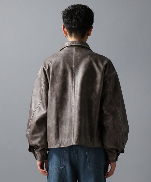 ajouter flow(アジューテフロー)の「【ajouter flow】af metal logo wash synthetic leather jacket(ブルゾン・メンズ・ブラウン/ブラック・M/L)」の18枚目の写真