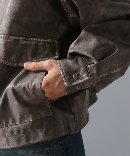 ajouter flow(アジューテフロー)の「【ajouter flow】af metal logo wash synthetic leather jacket(ブルゾン・メンズ・ブラウン/ブラック・M/L)」の22枚目の写真