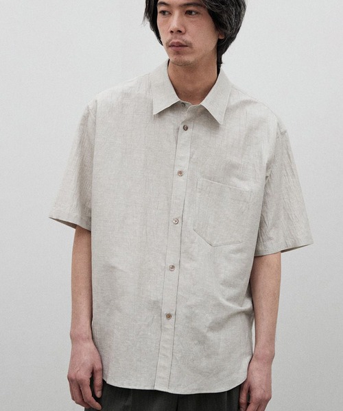 LIDNM(リドム)の「LINEN COTTON WASHER H/S(シャツ/ブラウス・メンズ・ブルー系その他/ホワイト系その他・SMALL/MEDIUM/LARGE)」の2枚目の写真