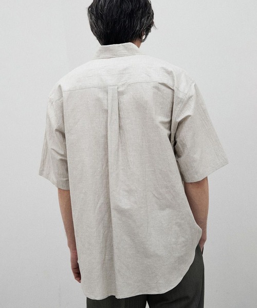 LIDNM(リドム)の「LINEN COTTON WASHER H/S(シャツ/ブラウス・メンズ・ブルー系その他/ホワイト系その他・SMALL/MEDIUM/LARGE)」の4枚目の写真