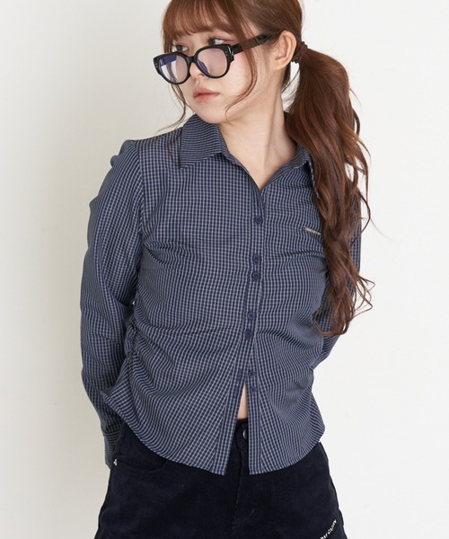 RAY CASSIN(レイカズン)の「【6色展開 ストライプ / ドット / チェック】胸刺繍コンパクトシャツ(シャツ/ブラウス・レディース・ブルー系その他2/ブルー系その他3/ホワイト系その他2/ベージュ系その他3/イエロー系その他2/ホワイト系その他3・FREE)」の10枚目の写真