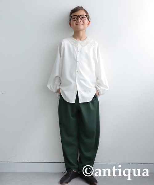 antiqua(アンティカ)の「テーパードパンツ(その他パンツ・キッズ・レッド/ライム/ダークグリーン/ブラウン系その他/ブラック/アイボリー・160/150/140)」の1枚目の写真