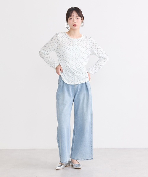 earth music&ecology(アースミュージックアンドエコロジー)の「【WEB限定/新色追加】アイレットジャカードタイトプルオーバー(Tシャツ/カットソー・レディース・グレー/ピンク/イエロー系その他/ブルー・FREE)」の13枚目の写真