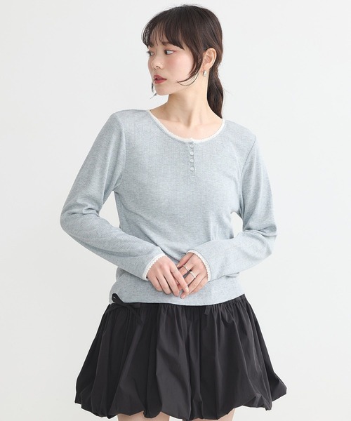earth music&ecology(アースミュージックアンドエコロジー)の「【WEB限定/新色追加】アイレットジャカードタイトプルオーバー(Tシャツ/カットソー・レディース・グレー/ピンク/イエロー系その他/ブルー・FREE)」の20枚目の写真