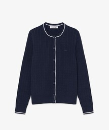 LACOSTE | 配色ライン入りケーブルニットカーディガン(カーディガン/ボレロ)