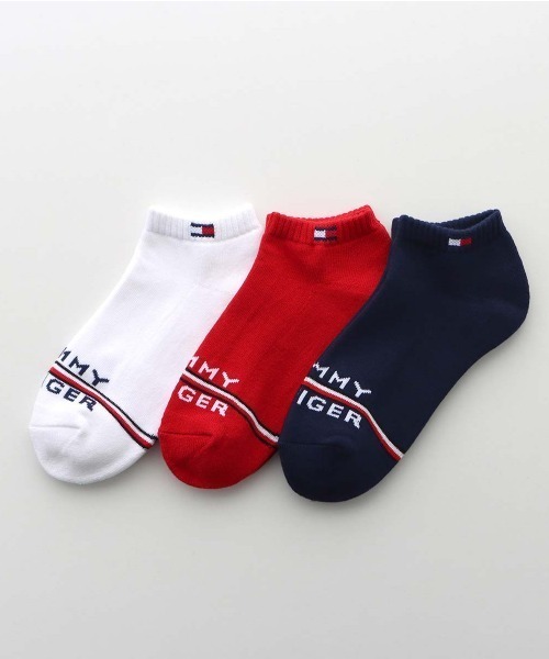 【3足セット】TOMMY HILFIGER メンズ レディース オーガニックコットン混 足底パイル ワンポイントロゴ スニーカーソックス 92554054の1枚目の写真
