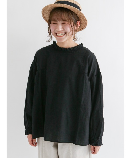 Samansa Mos2(サマンサ モスモス)の「前後2WAYシャーリングレースブラウス(シャツ/ブラウス・レディース・ブラック/オフホワイト/チャコール/ブルー・フリ-)」の1枚目の写真
