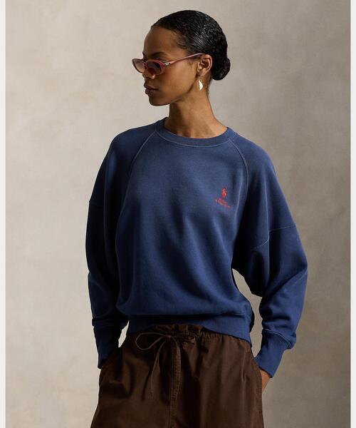 POLO RALPH LAUREN(ポロ ラルフ ローレン)の「ロゴ オンブレ フリース クルーネック(スウェット・レディース・ネイビー系1・XS/S/M/L)」の1枚目の写真
