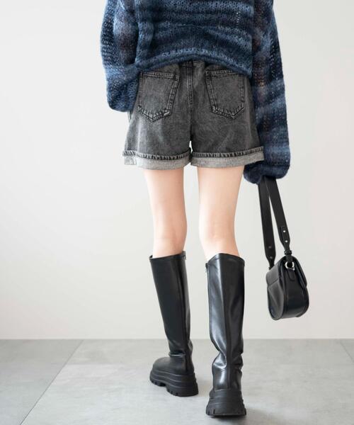 WEGO(ウィゴー)の「WEGO/ベルト付ウエストフリルマムショーツ(デニムパンツ・レディース・コバルトブルー/ブラック系その他・SMALL/MEDIUM)」の7枚目の写真