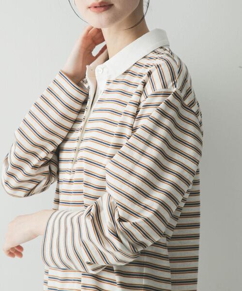 URBAN RESEARCH(アーバンリサーチ)の「シャツカラーマルチボーダーカットソー(シャツ/ブラウス・レディース・レッド/ベージュ/オフホワイト・FREE)」の8枚目の写真