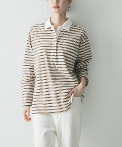 URBAN RESEARCH(アーバンリサーチ)の「シャツカラーマルチボーダーカットソー(シャツ/ブラウス・レディース・レッド/ベージュ/オフホワイト・FREE)」の11枚目の写真