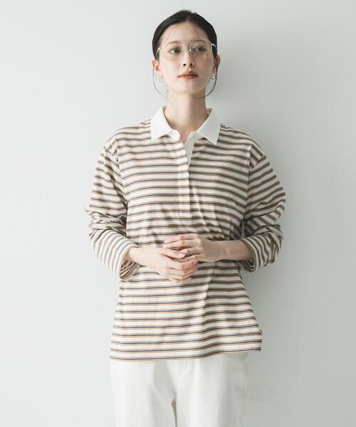 URBAN RESEARCH(アーバンリサーチ)の「シャツカラーマルチボーダーカットソー(シャツ/ブラウス・レディース・レッド/ベージュ/オフホワイト・FREE)」の12枚目の写真