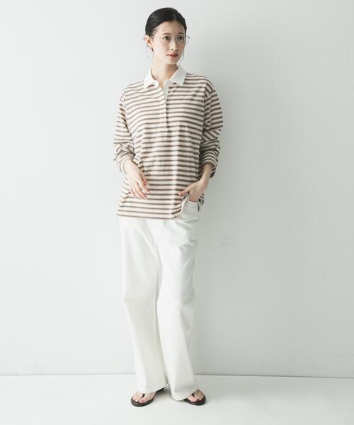 URBAN RESEARCH(アーバンリサーチ)の「シャツカラーマルチボーダーカットソー(シャツ/ブラウス・レディース・レッド/ベージュ/オフホワイト・FREE)」の13枚目の写真