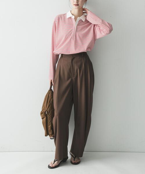 URBAN RESEARCH(アーバンリサーチ)の「シャツカラーマルチボーダーカットソー(シャツ/ブラウス・レディース・レッド/ベージュ/オフホワイト・FREE)」の4枚目の写真