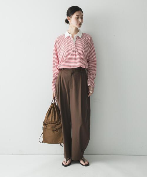 URBAN RESEARCH(アーバンリサーチ)の「シャツカラーマルチボーダーカットソー(シャツ/ブラウス・レディース・レッド/ベージュ/オフホワイト・FREE)」の5枚目の写真