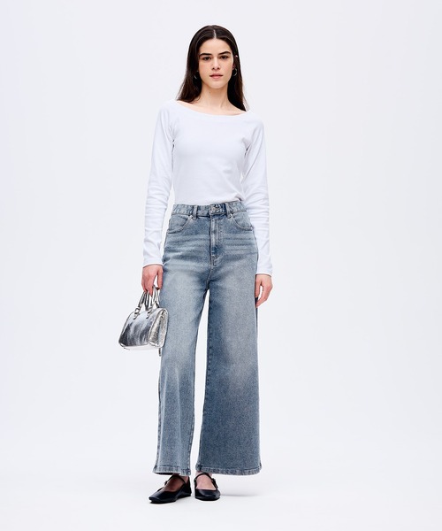 coca(coca)(コカ)の「ムーヴデニムワイドパンツ(デニムパンツ・レディース・ライトブルー/ブルー・L/M/S)」の5枚目の写真