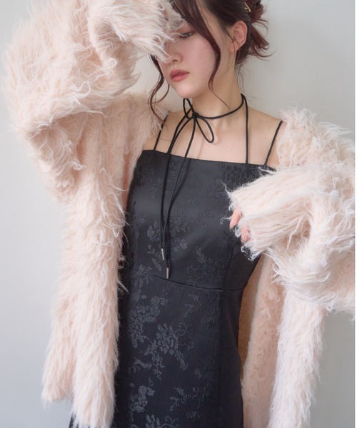 mellowneon(メロウネオン)の「ジャガードダブルストラップキャミワンピース(ワンピース・レディース・ブラック/アイボリー/グレー・SMALL/MEDIUM)」の8枚目の写真