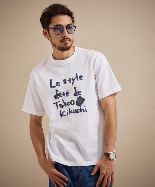 TAKEO KIKUCHI(タケオキクチ)の「水彩ペイント アートロゴTシャツ(Tシャツ/カットソー・メンズ・ホワイト/ライトベージュ/ブラック・02/04/03)」の1枚目の写真