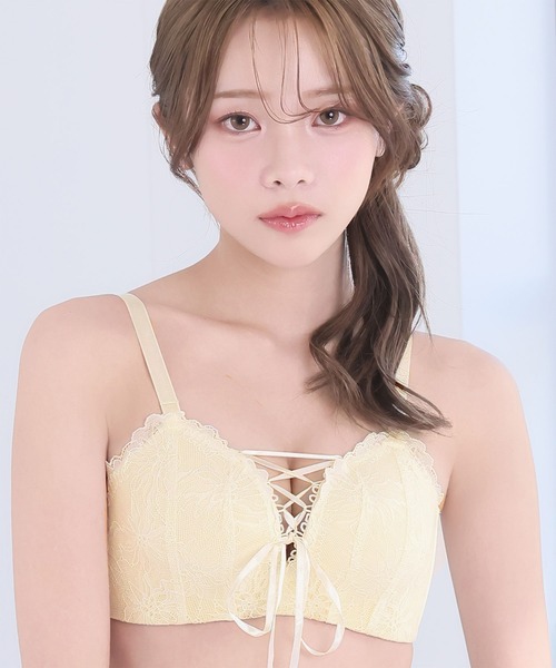 aimerfeel(エメフィール)の「レースアップ ノンワイヤー 超盛ブラ(R) 単品ブラジャー(ブラジャー・レディース・パープル/ブラック/ピンク/チャコールグレー/スモークピンク/ミント/オフホワイト/ワイン/イエロー/杢グレー/サックスブルー/ダークブルー/カーキ/モカ/桜/ライトグリーン/ホワイト/ブラックミックス/ブラウン/ダークパープル/パープル系その他/シルバーグレー/アクア/ピンク系2/ブルー/ベビーピンク/ライトパープル/クリアグリーン/ボルドー/ダークグリーン系/ホワイト系その他/ピンクベージュ・B70/B75/C75/E65/E75/D65/D70/D75/B65/C70/E70/C65/E80/C80/D80/B80)」の3枚目の写真