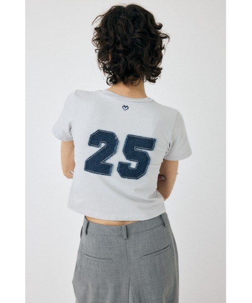 MOUSSY(マウジー)の「PATCH DENIM 25TH Tシャツ(Tシャツ/カットソー・レディース・グレー/ピンク/ブラック/ホワイト・FREE)」の7枚目の写真