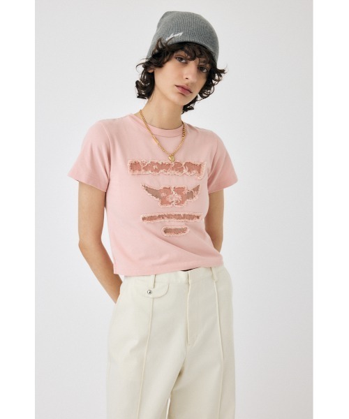MOUSSY(マウジー)の「PATCH DENIM 25TH Tシャツ(Tシャツ/カットソー・レディース・グレー/ピンク/ブラック/ホワイト・FREE)」の17枚目の写真