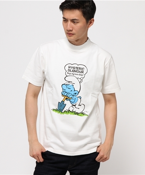 HYSTERIC GLAMOUR(ヒステリックグラマー)の「SM/SMURF DIG HERE DEEP pt モックネックT-SH(Tシャツ/カットソー・メンズ・ホワイト/ネイビー/トップグレー・MEDIUM/LARGE/SMALL)」の11枚目の写真