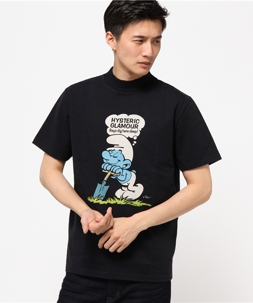 HYSTERIC GLAMOUR(ヒステリックグラマー)の「SM/SMURF DIG HERE DEEP pt モックネックT-SH(Tシャツ/カットソー・メンズ・ホワイト/ネイビー/トップグレー・MEDIUM/LARGE/SMALL)」の3枚目の写真