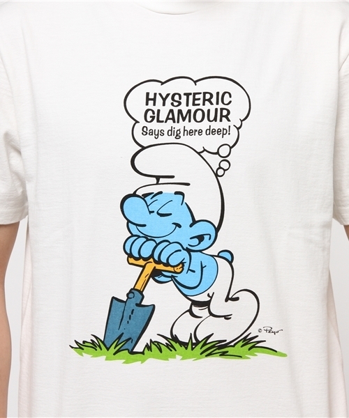 HYSTERIC GLAMOUR(ヒステリックグラマー)の「SM/SMURF DIG HERE DEEP pt モックネックT-SH(Tシャツ/カットソー・メンズ・ホワイト/ネイビー/トップグレー・MEDIUM/LARGE/SMALL)」の8枚目の写真
