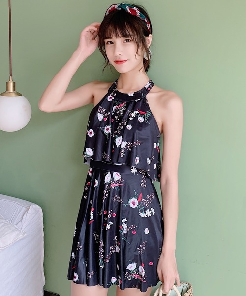 TeddyShop(テディショップ)の「【大きいサイズ有】レディース水着 体型カバー ハイネックバックフリル フレア ワンピース風 オールインワン スイムウェア(水着・レディース・ブラック/オレンジ/レッド/ブラック系その他/チェック/ブラック系その他2/ブラック系その他3/ネイビー/ブラック系その他4/ブラック系その他5/ブラック系その他6/ブラック系その他7/ブラック×レッド/レッド系その他/ブラウン系その他/ブルー系その他/ブラック×ピンク/ブルー系その他2/ライトブルー/ブラックミックス・M/3L/4L/L/LL)」の8枚目の写真