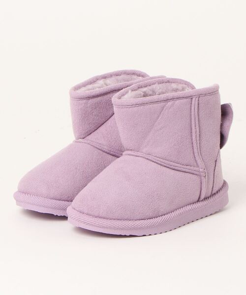 Kids Foret(キッズフォーレ)の「【撥水加工】りぼん付きムートンブーツ(ブーツ・キッズ・ベージュ/パープル・15 /18/17/16)」の2枚目の写真