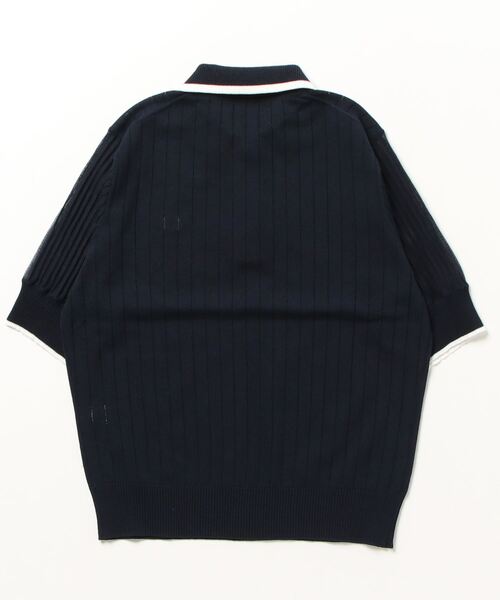 FRED PERRY(フレッドペリー)の「Rib Stitch Knitted Shirt(ポロシャツ・レディース・ネイビー/ベビーピンク・10)」の3枚目の写真