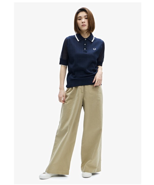 FRED PERRY(フレッドペリー)の「Rib Stitch Knitted Shirt(ポロシャツ・レディース・ネイビー/ベビーピンク・10)」の11枚目の写真