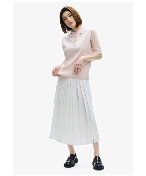 FRED PERRY(フレッドペリー)の「Rib Stitch Knitted Shirt(ポロシャツ・レディース・ネイビー/ベビーピンク・10)」の15枚目の写真