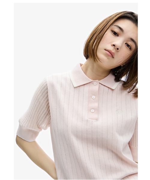 FRED PERRY(フレッドペリー)の「Rib Stitch Knitted Shirt(ポロシャツ・レディース・ネイビー/ベビーピンク・10)」の16枚目の写真