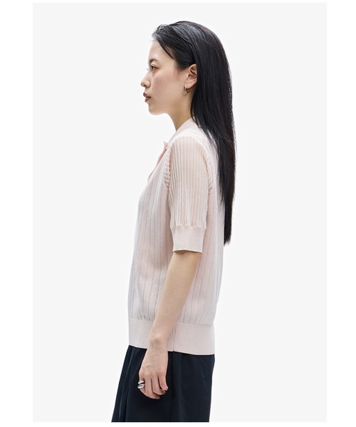FRED PERRY(フレッドペリー)の「Rib Stitch Knitted Shirt(ポロシャツ・レディース・ネイビー/ベビーピンク・10)」の18枚目の写真