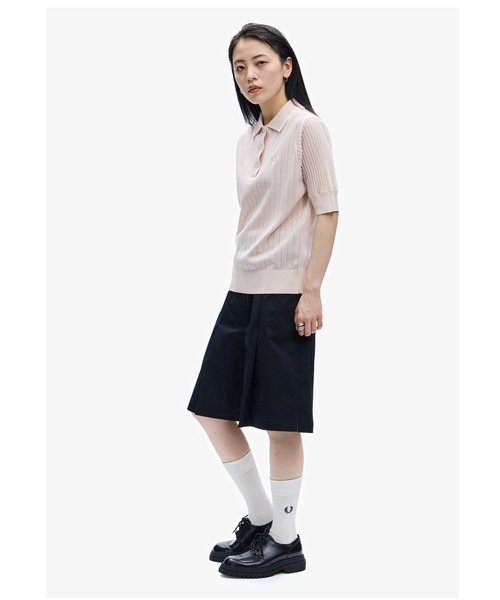 FRED PERRY(フレッドペリー)の「Rib Stitch Knitted Shirt(ポロシャツ・レディース・ネイビー/ベビーピンク・10)」の19枚目の写真