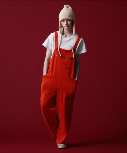 AVIREX(アヴィレックス)の「《COLLECTION》L-VELOR OVERALL/ ベロア オーバーオール(サロペット/オーバーオール・レディース・ブラック/カーキ/オレンジ・FREE)」の3枚目の写真