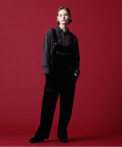 AVIREX(アヴィレックス)の「《COLLECTION》L-VELOR OVERALL/ ベロア オーバーオール(サロペット/オーバーオール・レディース・ブラック/カーキ/オレンジ・FREE)」の1枚目の写真