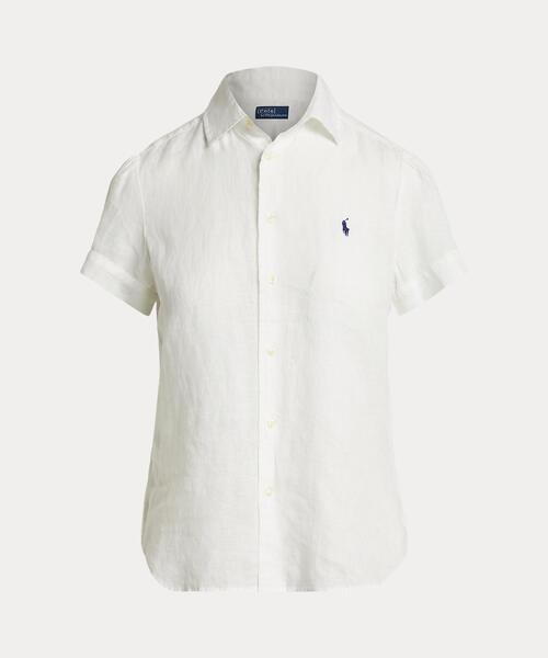 POLO RALPH LAUREN(ポロ ラルフ ローレン)の「リネン ショートスリーブ シャツ(シャツ/ブラウス・レディース・ホワイト・M/S/XS/L/XL/XXS)」の1枚目の写真
