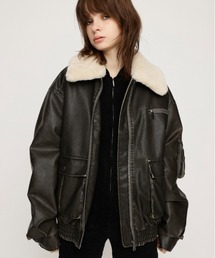 SLY | 【再販】VINTAGE F/LEATHER S/BZ ヴィンテージ フェイクレザー ショート ブルゾン(ブルゾン)