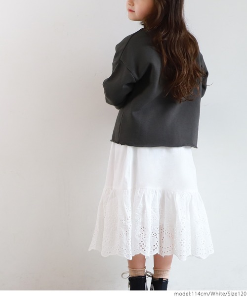 coca(coca)(コカ)の「キッズ 親子お揃いコットンフラワー柄刺繍スカート(スカート・キッズ・ホワイト・100/110/120/130/140)」の5枚目の写真