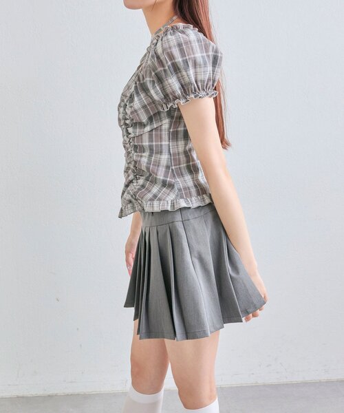 OLIVE des OLIVE(オリーブデオリーブ)の「ダブルベルトプリーツスカート(スカート・レディース・チャコールグレー/ブラック/ネイビー/キャメル・FREE)」の7枚目の写真