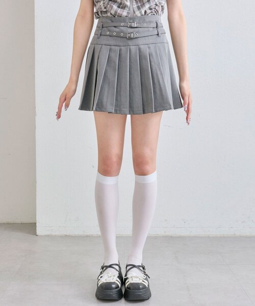 OLIVE des OLIVE(オリーブデオリーブ)の「ダブルベルトプリーツスカート(スカート・レディース・チャコールグレー/ブラック/ネイビー/キャメル・FREE)」の13枚目の写真
