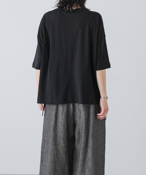 かぐれ(カグレ)の「ハイツイストコットン半袖Tシャツ(Tシャツ/カットソー・レディース・チャコールグレー/オフホワイト/ブラック・FREE)」の12枚目の写真