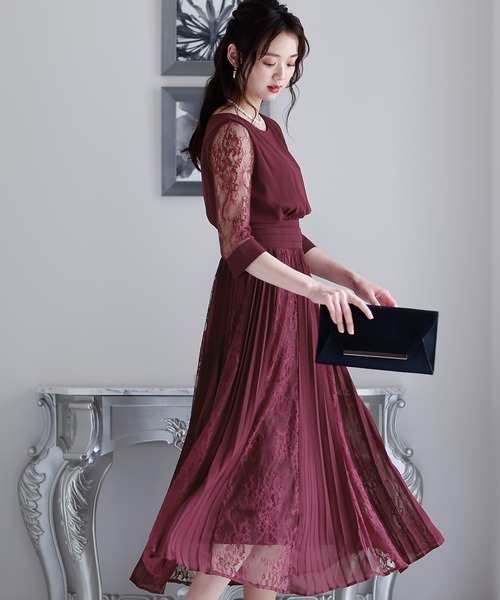 PourVous(プールヴー)の「シアーカフス パーティー ドレス 大きいサイズ 袖あり&ミモレ丈 結婚式 二次会 成人式 お呼ばれ 同窓会 謝恩会 20代 30代(ドレス・レディース・ネイビー/ブルー/ダークパープル/ボルドー/ライトグレー/グレイッシュブルー/ブラック/グリーン/ラベンダー/ライトグリーン/チャコールグレー/グレイッシュベージュ/ブルー系その他・4L/S/M/L/XL/XXL)」の15枚目の写真